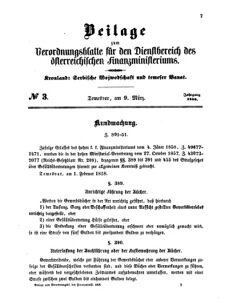 Verordnungsblatt für den Dienstbereich des K.K. Finanzministeriums für die im Reichsrate Vertretenen Königreiche und Länder 18580309 Seite: 1