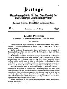 Verordnungsblatt für den Dienstbereich des K.K. Finanzministeriums für die im Reichsrate Vertretenen Königreiche und Länder 18580317 Seite: 1