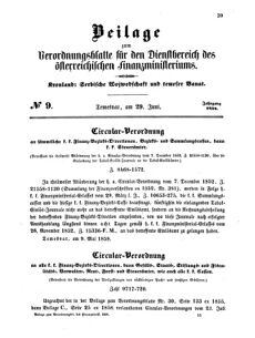 Verordnungsblatt für den Dienstbereich des K.K. Finanzministeriums für die im Reichsrate Vertretenen Königreiche und Länder 18580629 Seite: 1