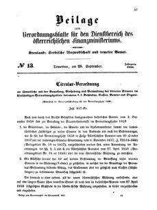 Verordnungsblatt für den Dienstbereich des K.K. Finanzministeriums für die im Reichsrate Vertretenen Königreiche und Länder 18580928 Seite: 1