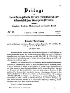 Verordnungsblatt für den Dienstbereich des K.K. Finanzministeriums für die im Reichsrate Vertretenen Königreiche und Länder 18581028 Seite: 1