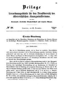 Verordnungsblatt für den Dienstbereich des K.K. Finanzministeriums für die im Reichsrate Vertretenen Königreiche und Länder 18581231 Seite: 1