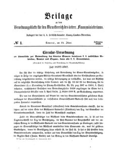 Verordnungsblatt für den Dienstbereich des K.K. Finanzministeriums für die im Reichsrate Vertretenen Königreiche und Länder 18590114 Seite: 1