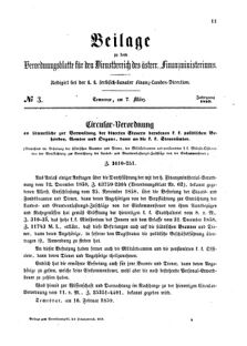 Verordnungsblatt für den Dienstbereich des K.K. Finanzministeriums für die im Reichsrate Vertretenen Königreiche und Länder 18590307 Seite: 1