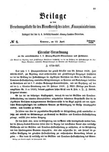 Verordnungsblatt für den Dienstbereich des K.K. Finanzministeriums für die im Reichsrate Vertretenen Königreiche und Länder 18590413 Seite: 1