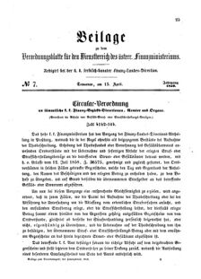 Verordnungsblatt für den Dienstbereich des K.K. Finanzministeriums für die im Reichsrate Vertretenen Königreiche und Länder 18590415 Seite: 1