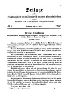 Verordnungsblatt für den Dienstbereich des K.K. Finanzministeriums für die im Reichsrate Vertretenen Königreiche und Länder 18590426 Seite: 1