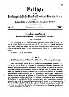 Verordnungsblatt für den Dienstbereich des K.K. Finanzministeriums für die im Reichsrate Vertretenen Königreiche und Länder 18591010 Seite: 1