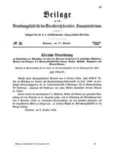 Verordnungsblatt für den Dienstbereich des K.K. Finanzministeriums für die im Reichsrate Vertretenen Königreiche und Länder 18591017 Seite: 1