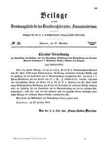 Verordnungsblatt für den Dienstbereich des K.K. Finanzministeriums für die im Reichsrate Vertretenen Königreiche und Länder 18591129 Seite: 1