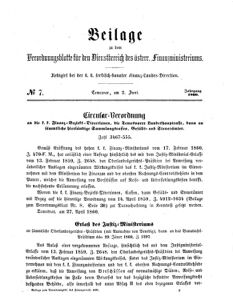 Verordnungsblatt für den Dienstbereich des K.K. Finanzministeriums für die im Reichsrate Vertretenen Königreiche und Länder 18600602 Seite: 1