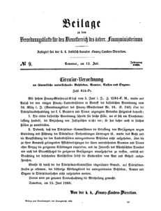 Verordnungsblatt für den Dienstbereich des K.K. Finanzministeriums für die im Reichsrate Vertretenen Königreiche und Länder 18600713 Seite: 1