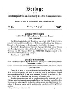 Verordnungsblatt für den Dienstbereich des K.K. Finanzministeriums für die im Reichsrate Vertretenen Königreiche und Länder 18600802 Seite: 1