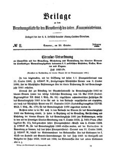 Verordnungsblatt für den Dienstbereich des K.K. Finanzministeriums für die im Reichsrate Vertretenen Königreiche und Länder 18601020 Seite: 1