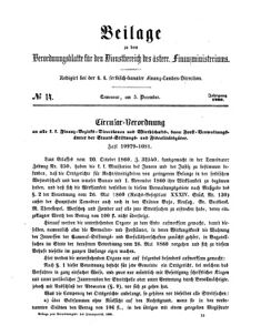 Verordnungsblatt für den Dienstbereich des K.K. Finanzministeriums für die im Reichsrate Vertretenen Königreiche und Länder 18601205 Seite: 1