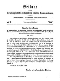 Verordnungsblatt für den Dienstbereich des K.K. Finanzministeriums für die im Reichsrate Vertretenen Königreiche und Länder 18630113 Seite: 1