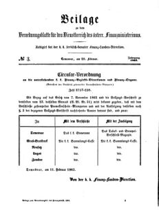 Verordnungsblatt für den Dienstbereich des K.K. Finanzministeriums für die im Reichsrate Vertretenen Königreiche und Länder 18630228 Seite: 1