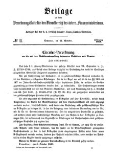 Verordnungsblatt für den Dienstbereich des K.K. Finanzministeriums für die im Reichsrate Vertretenen Königreiche und Länder 18631021 Seite: 1