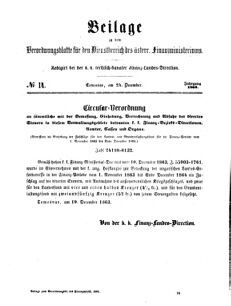 Verordnungsblatt für den Dienstbereich des K.K. Finanzministeriums für die im Reichsrate Vertretenen Königreiche und Länder 18631224 Seite: 1