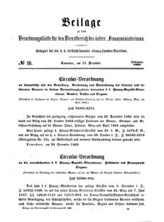 Verordnungsblatt für den Dienstbereich des K.K. Finanzministeriums für die im Reichsrate Vertretenen Königreiche und Länder 18631231 Seite: 1