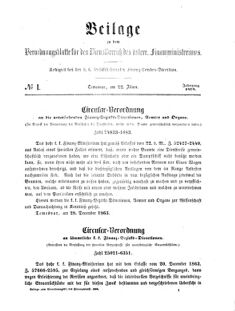 Verordnungsblatt für den Dienstbereich des K.K. Finanzministeriums für die im Reichsrate Vertretenen Königreiche und Länder 18640122 Seite: 1