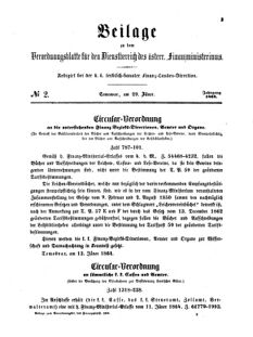 Verordnungsblatt für den Dienstbereich des K.K. Finanzministeriums für die im Reichsrate Vertretenen Königreiche und Länder 18640129 Seite: 1