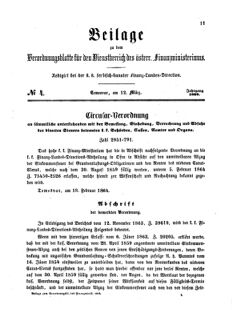 Verordnungsblatt für den Dienstbereich des K.K. Finanzministeriums für die im Reichsrate Vertretenen Königreiche und Länder 18640312 Seite: 1