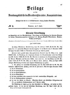 Verordnungsblatt für den Dienstbereich des K.K. Finanzministeriums für die im Reichsrate Vertretenen Königreiche und Länder 18640408 Seite: 1