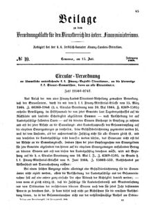 Verordnungsblatt für den Dienstbereich des K.K. Finanzministeriums für die im Reichsrate Vertretenen Königreiche und Länder 18640715 Seite: 1