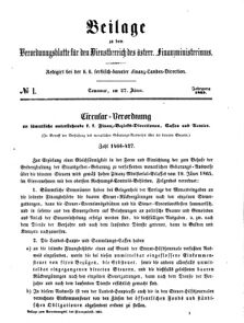 Verordnungsblatt für den Dienstbereich des K.K. Finanzministeriums für die im Reichsrate Vertretenen Königreiche und Länder 18650127 Seite: 1