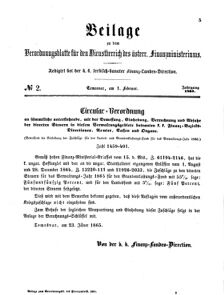 Verordnungsblatt für den Dienstbereich des K.K. Finanzministeriums für die im Reichsrate Vertretenen Königreiche und Länder 18650201 Seite: 1