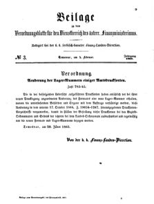 Verordnungsblatt für den Dienstbereich des K.K. Finanzministeriums für die im Reichsrate Vertretenen Königreiche und Länder 18650204 Seite: 1