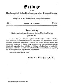 Verordnungsblatt für den Dienstbereich des K.K. Finanzministeriums für die im Reichsrate Vertretenen Königreiche und Länder 18650218 Seite: 1