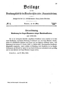 Verordnungsblatt für den Dienstbereich des K.K. Finanzministeriums für die im Reichsrate Vertretenen Königreiche und Länder 18650330 Seite: 1