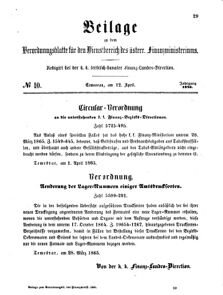 Verordnungsblatt für den Dienstbereich des K.K. Finanzministeriums für die im Reichsrate Vertretenen Königreiche und Länder 18650412 Seite: 1