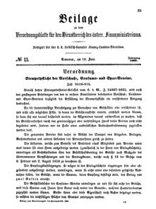 Verordnungsblatt für den Dienstbereich des K.K. Finanzministeriums für die im Reichsrate Vertretenen Königreiche und Länder 18650610 Seite: 1