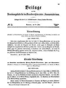 Verordnungsblatt für den Dienstbereich des K.K. Finanzministeriums für die im Reichsrate Vertretenen Königreiche und Länder 18650628 Seite: 1