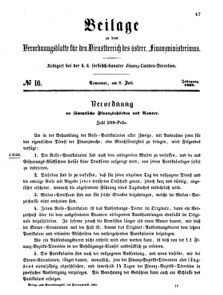 Verordnungsblatt für den Dienstbereich des K.K. Finanzministeriums für die im Reichsrate Vertretenen Königreiche und Länder 18650708 Seite: 1