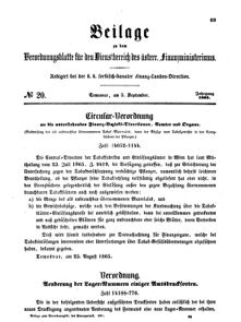 Verordnungsblatt für den Dienstbereich des K.K. Finanzministeriums für die im Reichsrate Vertretenen Königreiche und Länder 18650905 Seite: 1