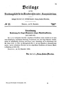 Verordnungsblatt für den Dienstbereich des K.K. Finanzministeriums für die im Reichsrate Vertretenen Königreiche und Länder 18650922 Seite: 1