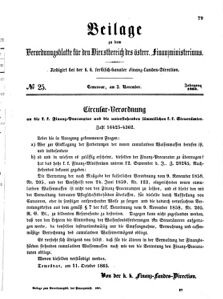 Verordnungsblatt für den Dienstbereich des K.K. Finanzministeriums für die im Reichsrate Vertretenen Königreiche und Länder 18651103 Seite: 1