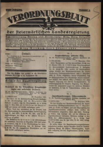 Verordnungsblatt der steiermärkischen Landesregierung 19240102 Seite: 1