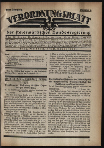 Verordnungsblatt der steiermärkischen Landesregierung 19240123 Seite: 1