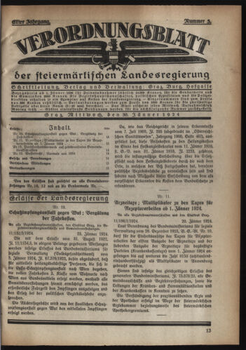 Verordnungsblatt der steiermärkischen Landesregierung 19240130 Seite: 1