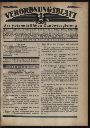 Verordnungsblatt der steiermärkischen Landesregierung 19240213 Seite: 1