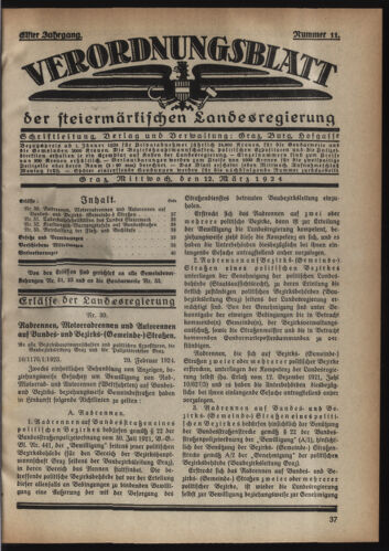 Verordnungsblatt der steiermärkischen Landesregierung 19240312 Seite: 1