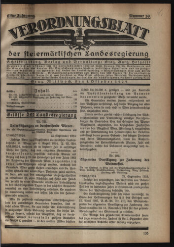 Verordnungsblatt der steiermärkischen Landesregierung 19241001 Seite: 1