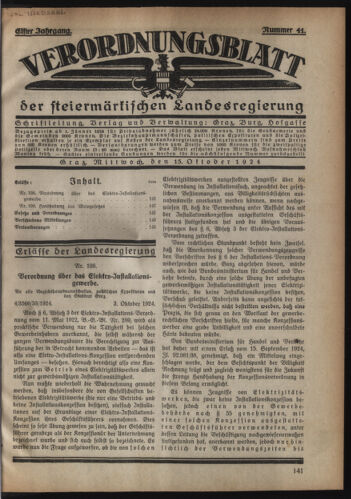 Verordnungsblatt der steiermärkischen Landesregierung 19241015 Seite: 1