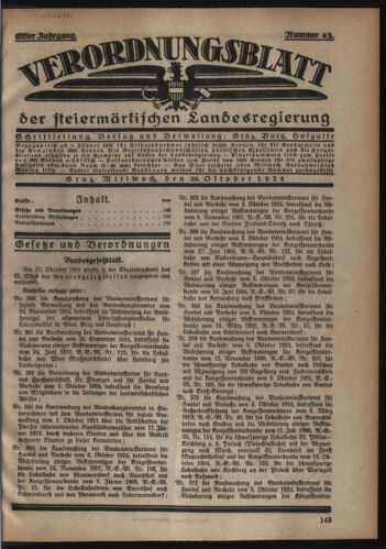 Verordnungsblatt der steiermärkischen Landesregierung 19241029 Seite: 1