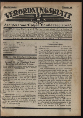 Verordnungsblatt der steiermärkischen Landesregierung 19241105 Seite: 1